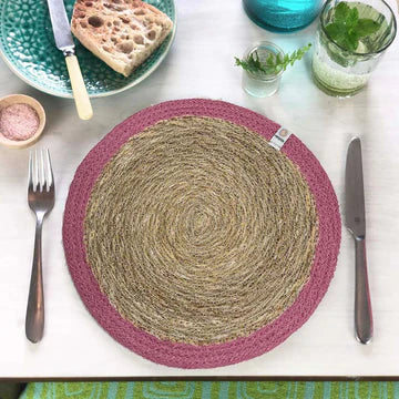 Seagrass & Jute Table Mat - Nat/Pink
