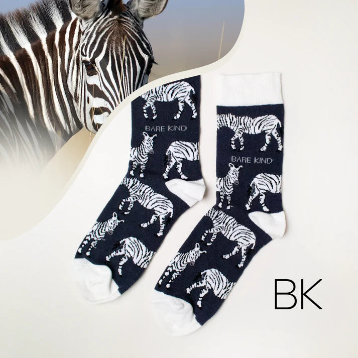 Barekind Socks Adult 4-7 Zebras