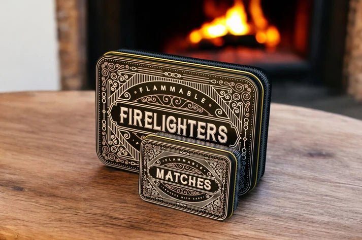 Firelighter & Match Tin Set Black