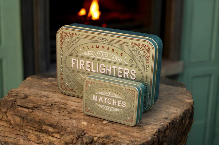 Firelighter & Match Tin Set Sage