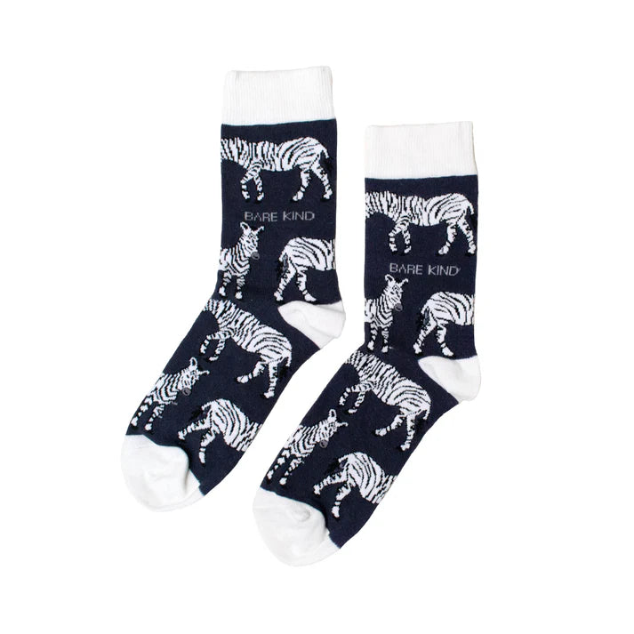 Barekind Socks Adult 4-7 Zebras